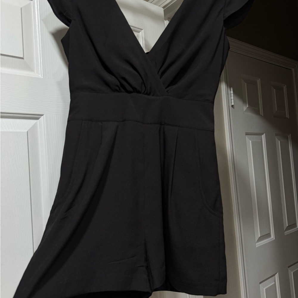 bebe Black V-Neck Romper
